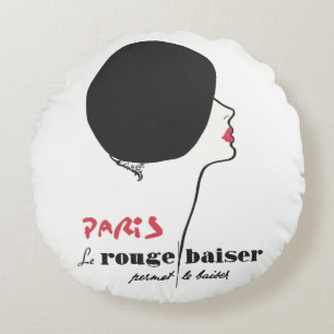 Paris - Le Rouge Baiser (Der rote Kuss) Rundes Kissen