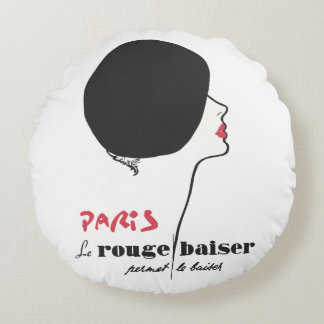 Paris - Le Rouge Baiser (The Red Kiss) Rundes Kissen