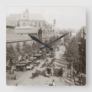 Paris: Les Halles, C1900 Quadratische Wanduhr