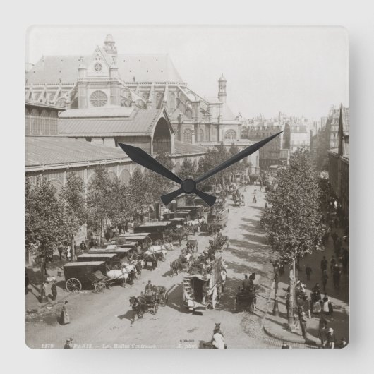 Paris: Les Halles, C1900 Quadratische Wanduhr (Vorderseite)