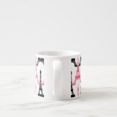 Paris Liebe, Eiffelturm in Schwarz und Rosa, Tasse (Rückseite)
