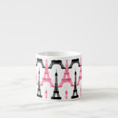 Paris Liebe, Eiffelturm in Schwarz und Rosa, Tasse (Vorderseite)