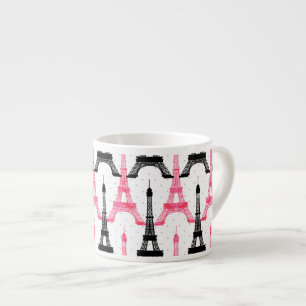 Paris Liebe, Eiffelturm in Schwarz und Rosa, Tasse