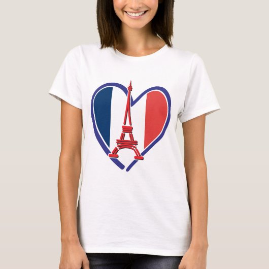 Paris Liebe Herz T-Shirt (Vorderseite)