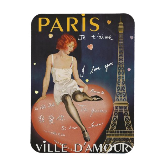 Paris liebe ich, alter Poster. Magnet (Vertikal)