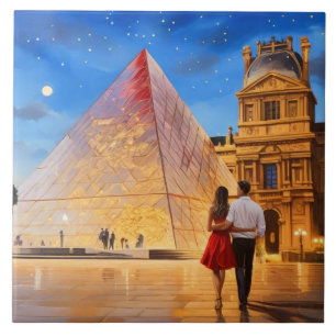 Paris Liebe: Louvre Museum Pyramide Romantisches P Fliese
