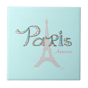 PARIS Liebe mit Eiffelturm Fliese