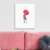 Paris Liebe Paar mit rotem Schirm und Leinwand (Insitu (Wohnzimmer))