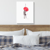 Paris Liebe Paar mit rotem Schirm und Leinwand (Insitu (Schlafzimmer))