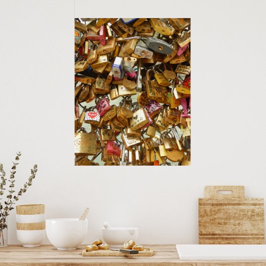 Paris Liebe Padlocks 1 Canvas Print Poster (Küche)