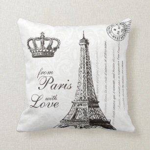 Paris Liebe Typografie Vintage Französischer Eiffe Kissen
