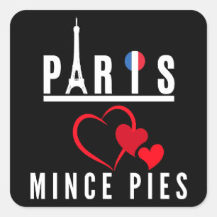 Paris Lieben Mince Pies Cityscape Quadratischer Aufkleber
