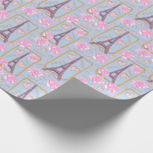 Paris, Liebesherzen, Rosen, XOXO Geschenkpapier