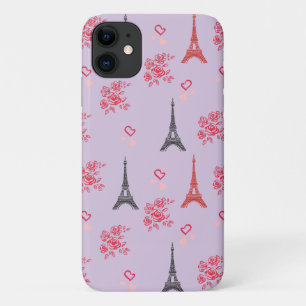 Paris-Liebesmuster – Eiffelturm & Rosen Nahtlos Case-Mate iPhone Hülle