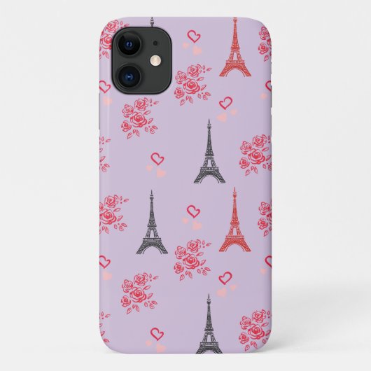 Paris-Liebesmuster – Eiffelturm & Rosen Nahtlos Case-Mate iPhone Hülle (Rückseite)