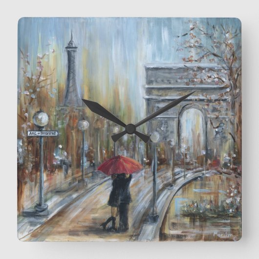 Paris-Liebhaber Quadratische Wanduhr (Vorderseite)