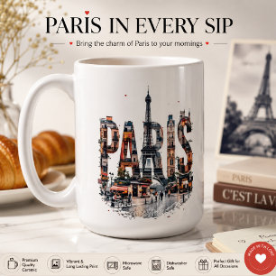 Paris Liebhaber Stadt vollfarbig T-Shirt Kaffeetasse