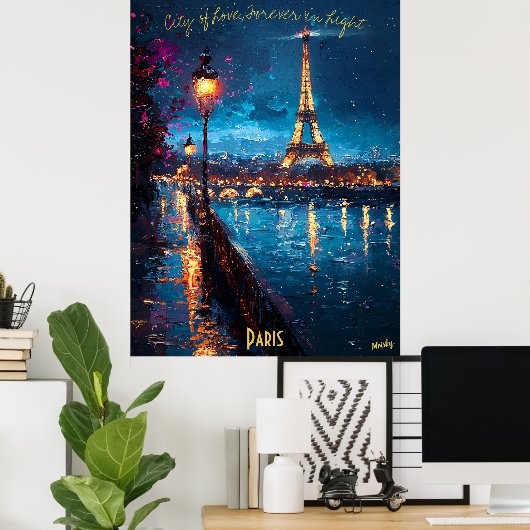 Paris Lights at Dusk - Romantischer Abend Poster (Heimbüro)