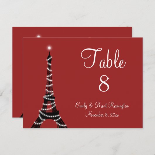 Paris Lights Tischnummern (Vorne/Hinten)