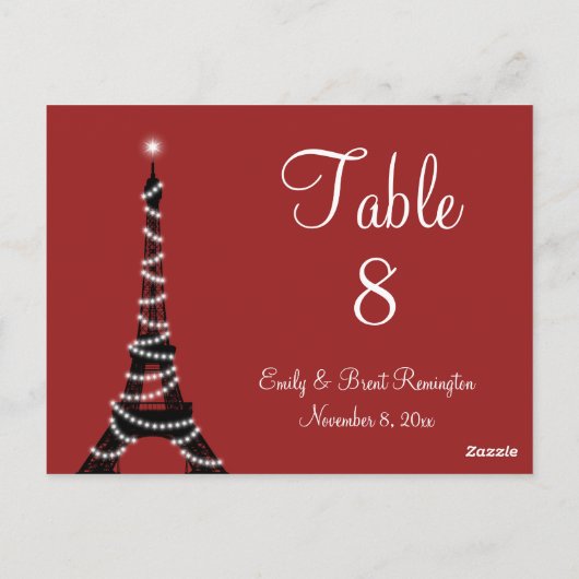 Paris Lights Tischnummern (Rückseite)