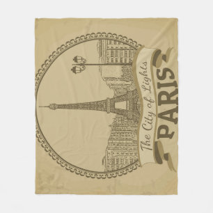 Paris Lights: Vintage Landschaft Postkarte Fleecedecke