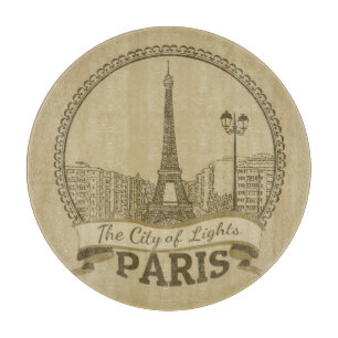 Paris Lights: Vintage Landschaft Postkarte Schneidebrett