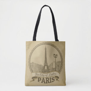 Paris Lights: Vintage Landschaft Postkarte Tasche