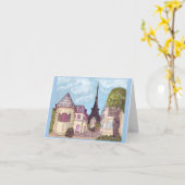 Paris like Landscape Note Card Eiffel Tower blue Karte (Gelbe Blume)