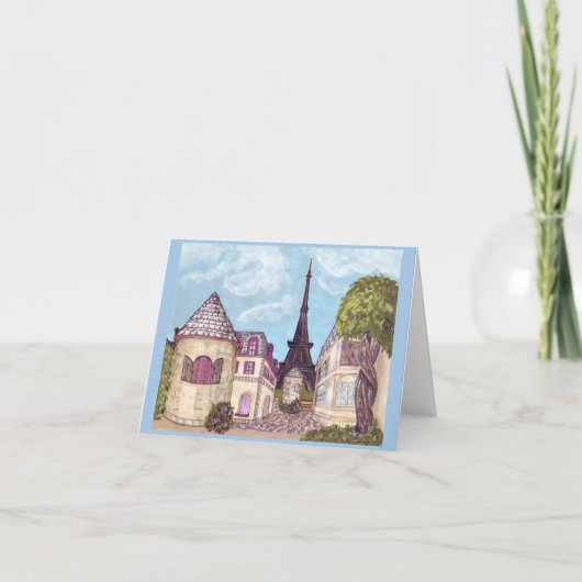 Paris like Landscape Note Card Eiffel Tower blue Karte (Vorderseite)