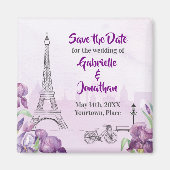 Paris Lila Iris Französisch Save the Date Magnet (Vorne)