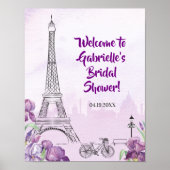 Paris Lila Iris French Event oder Party Welcome Poster (Vorne)