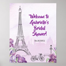 Paris Lila Iris French Event oder Party Welcome Poster