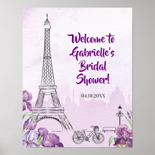 Paris Lila Iris French Event oder Party Welcome Poster (Vorne)