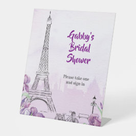 Paris Lila Iris French Event oder Party Welcome Sockelschild