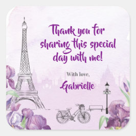 Paris Lila Iris French Square Sticker