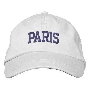 PARIS Lila Stickerei auf Weiß Bestickte Baseballkappe