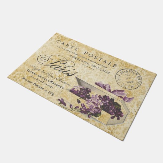 Paris Lilacs Carte Postale Fußmatte (Schrägansicht)