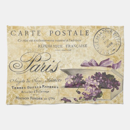 Paris Lilacs Carte Postale Geschirrtuch (Horizontal)