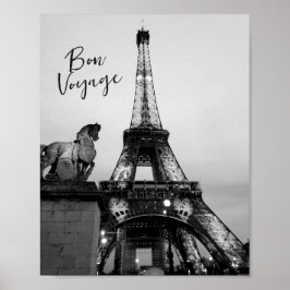 Paris Lit Up Eiffel Tower Bon Voyage Travel Poster