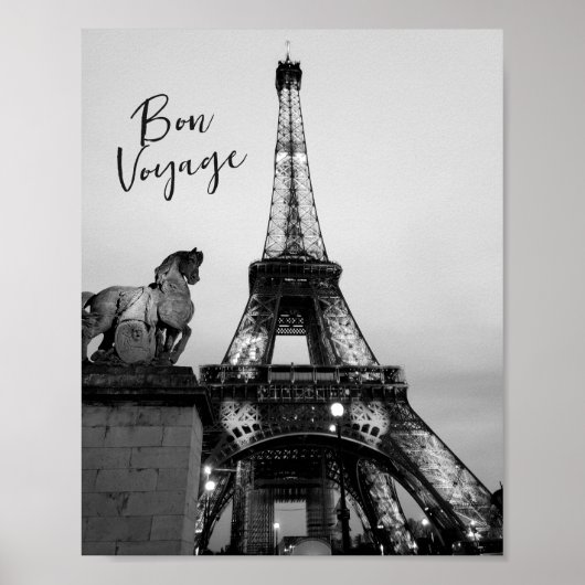 Paris Lit Up Eiffel Tower Bon Voyage Travel Poster (Vorne)