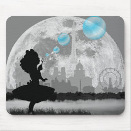 PARIS Little Girl Making Blue Buble Mouse Pad Mousepad