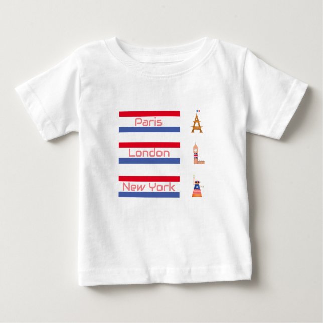 Paris Lon & N.Y Icons Design Baby T-shirt (Vorderseite)