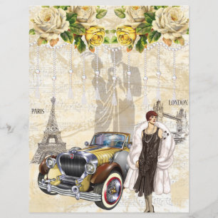 Paris London Fashion Collage Scrapbook Paper