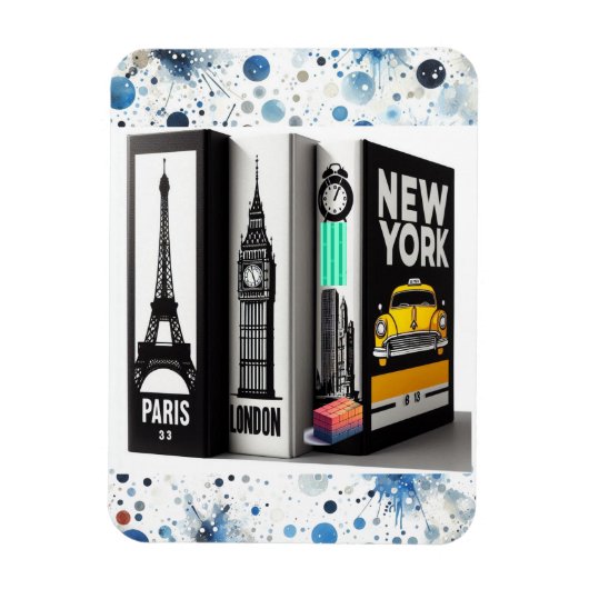 Paris London New York Books Magnet (Vertikal)
