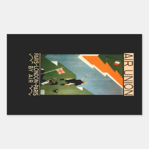 Paris - London - Paris auf dem Luftweg Rechteckiger Aufkleber