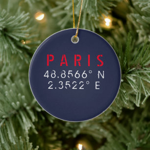 Paris Longitude Latitude Marine Keramik Ornament