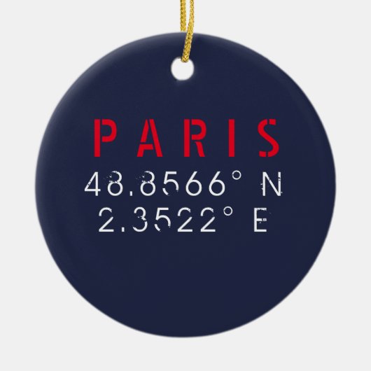 Paris Longitude Latitude Marine Keramik Ornament (Vorne)