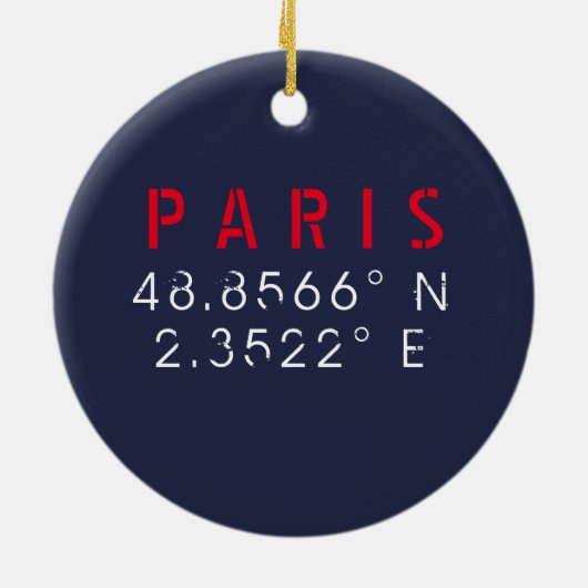 Paris Longitude Latitude Marine Keramik Ornament (Hinten)