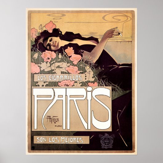 PARIS Los Cigarillos 1901 von Artist Aleardo Villa Poster (Vorne)