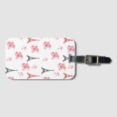 Paris Love Pattern – Eiffel Tower & Roses Seamless Gepäckanhänger (Vorderseite (Horizontal))